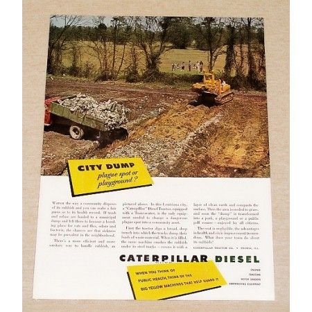 1949 Caterpillar Diesel Front End Loader Tractor Color Print Ad