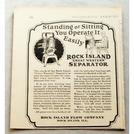 1929 Rock Island Great Western Cream Separator Print Ad