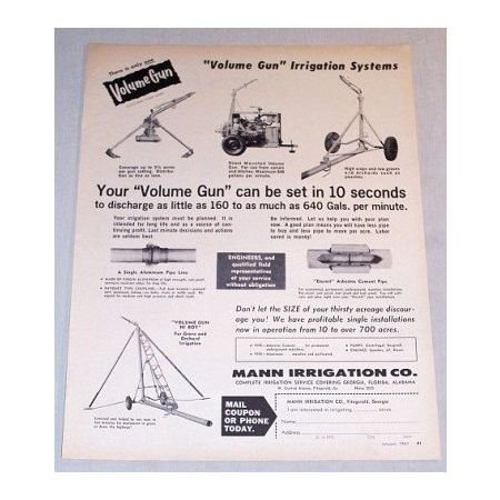 1961 Mann Volume Gun Irrigation Systems Print Ad