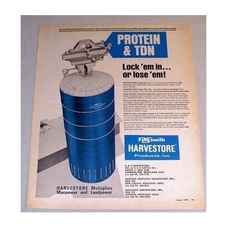1969 AO Smith Harvestore System Harvesting Silo Farm Print Ad