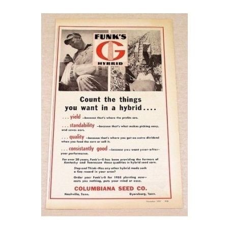 1957 Funk's Hybrid Seed Print Ad