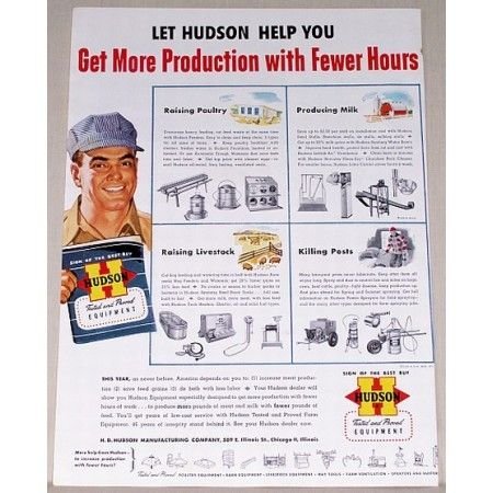 1951 Hudson Livestock Equipment Color Print Ad
