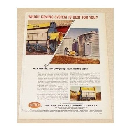 1959 Butler Harvest Drying System Batch Dryer Color Print Ad