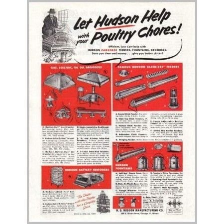 1954 Hudson Poultry Farm Products Print Ad