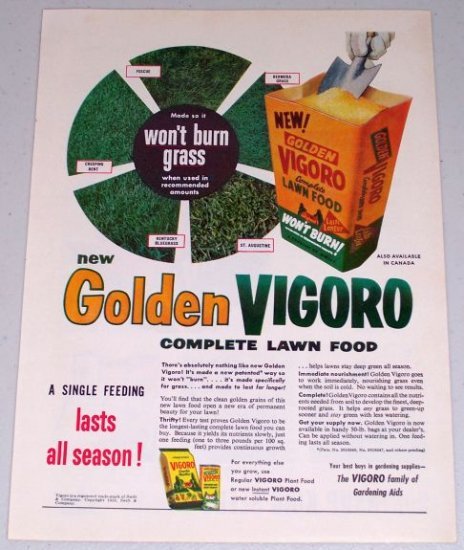 1955 Golden Vigoro Complete Lawn Food Color Ad