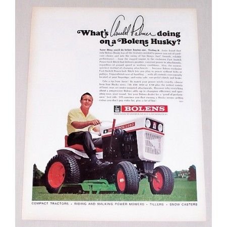 1967 Bolens Husky Mower Color Print Ad Golf Celebrity Arnold Palmer