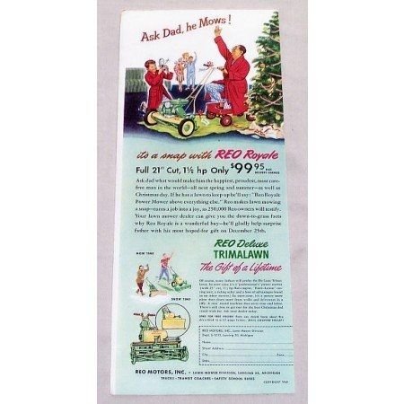 1949 Reo Royale Power Mower Color Print Ad