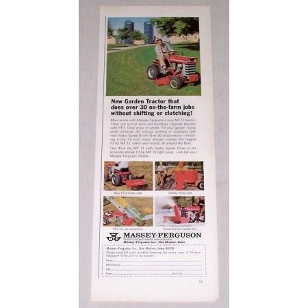 1967 Massey Ferguson 12 Lawn Garden Tractor Color Print Ad