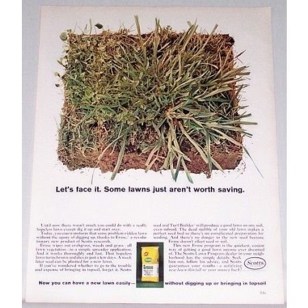 1961 Scotts Erase Grass Killer Color Print Ad