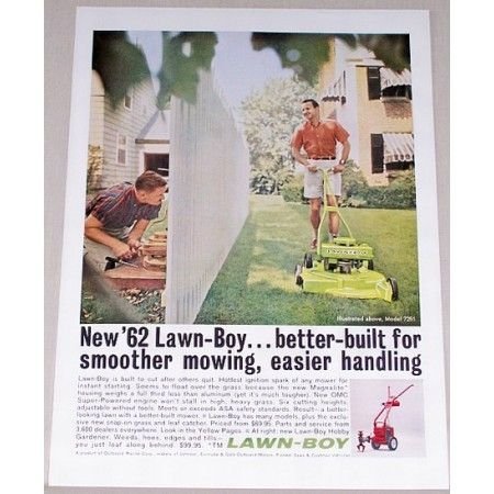1962 Lawn Boy Model 7251 Push Mower Color Print Ad