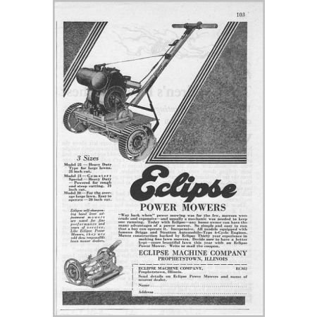 1931 Eclipse Model 25 Power Mowers Lawn Mower Print Ad