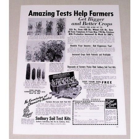 1952 Sudbury Soil Tester Kit Print Ad