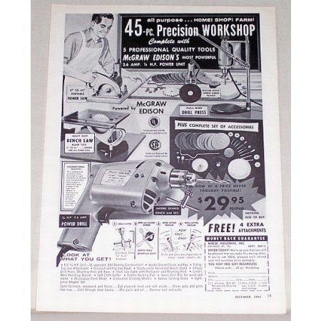 1961 McGraw Edison Precision Workshop Tools Print Ad