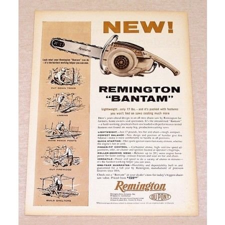 1959 Remington Bantam Chainsaw Color Print Ad