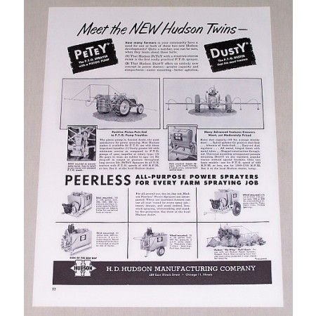 1951 Hudson Power Sprayers New Hudson Twins Print Ad