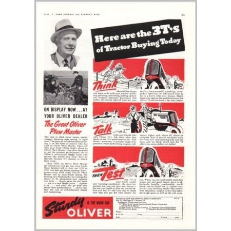 1941 Oliver 70 Farm Tractor Print Ad - Sturdy Is The Word
