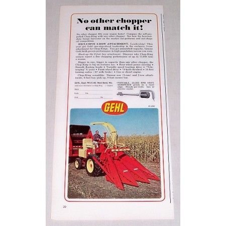 1967 Gehl Chop-King Forage Harvester Color Print Ad