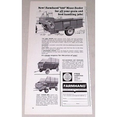 1966 Farmhand 220 Mixer Feeder Wagon Print Ad