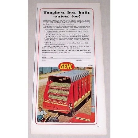 1967 Gehl Forage Wagon Box Color Print Ad