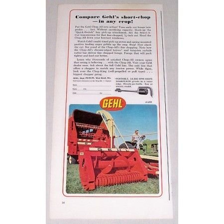 1967 Gehl Chop-All Forage Harvester Color Print Ad