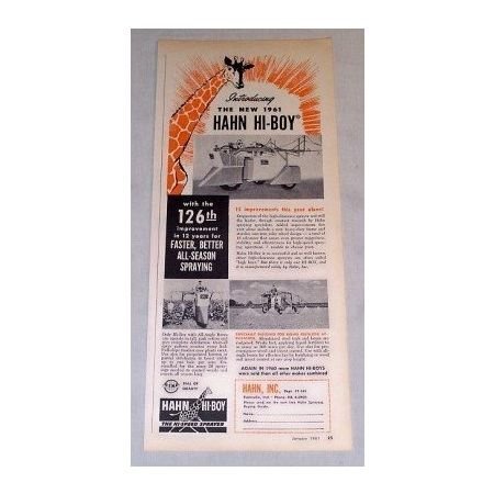 1961 Hahn Hi-Boy High Clearance Sprayer Print Ad