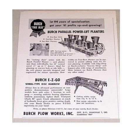 1961 Burch Parrallel Power Lift Planters Print Ad