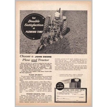 1959 John Deere Tractor 4 Point Plow Print Ad