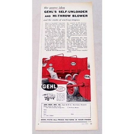 1959 Gehl Forage Self-Unloader And Blower Print Ad