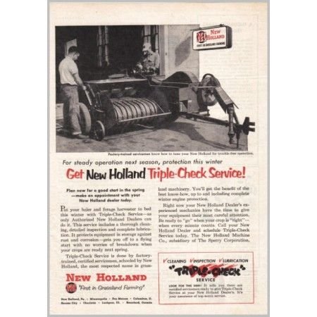1954 New Holland Square Hay Baler Farm Print Ad