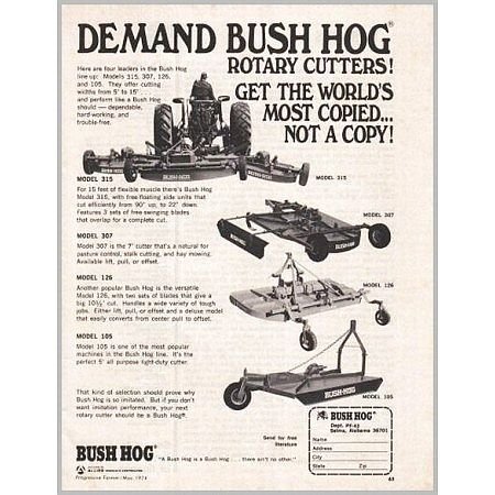 1974 Bush Hog Rotary Cutters Bushhog Print Ad