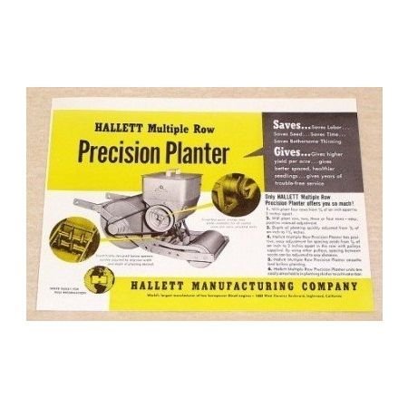 1951 Hallett Multiple Row Precision Planter Print Ad