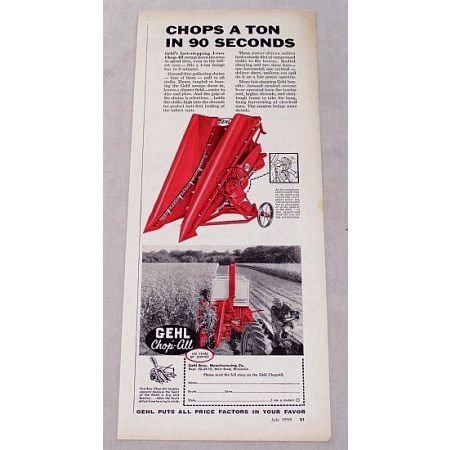 1959 Gehl 1 Row Chop-All Harvester Print Ad