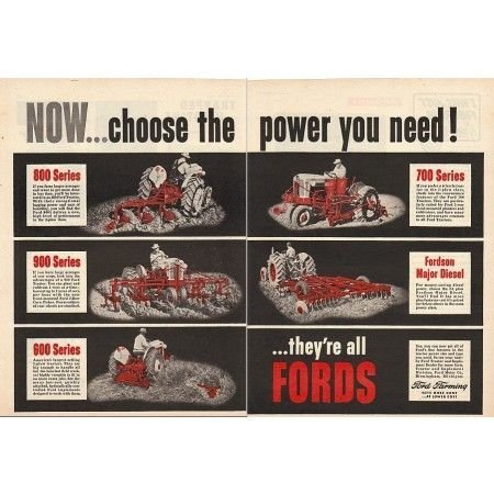 1955 Ford Series Farm Tractors 2 Page Color Print Ad