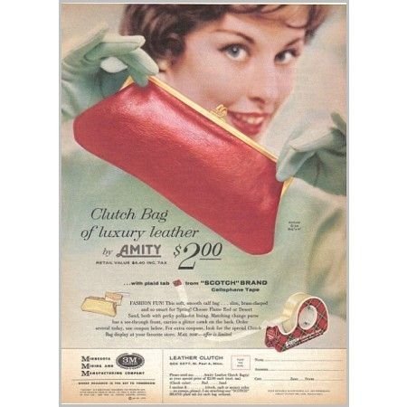1959 Scotch Tape Amity Clutch Bag Offer Color Print Ad