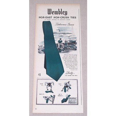 1946 Wembley Nor-East Delaware Green Ties Color Print Ad