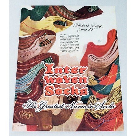 1948 Inter Woven Socks Color Art Print Ad