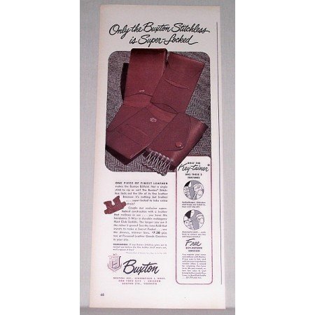 1948 Buxton 3 Way Stitchless Billfold Color Print Ad