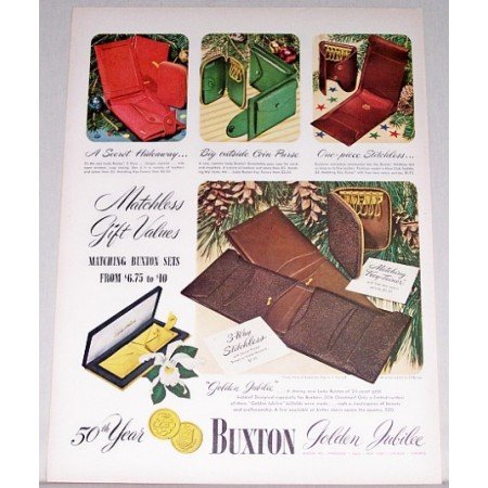 1948 Buxton Golden Jubilee Billfold Color Art Print Ad