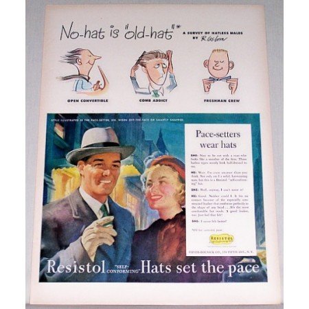 1948 Resistol Self-Forming Hats Color Art Print Ad