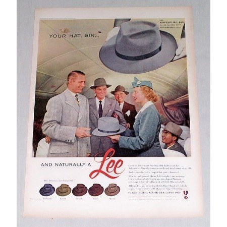 1952 Lee Adventure Men's Hat Color Print Ad