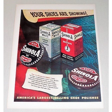 1948 Shinola Wax Shoe Polish Color Art Print Ad