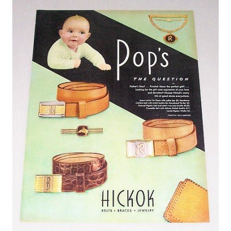 1946 Hickok Belts Accessories Color Print Ad - Pop's The Question