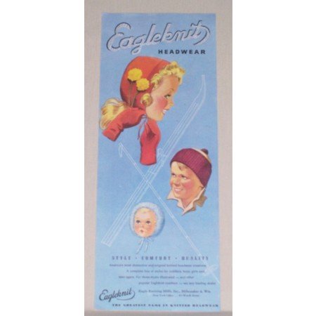1945 Eagleknit Headwear Childrens Headwear Art Color Print Ad