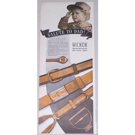 1944 Hickok Belts Color Print Ad - Salute To Dad!
