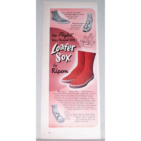 1948 Ripon Loafer Sox Color Print Ad