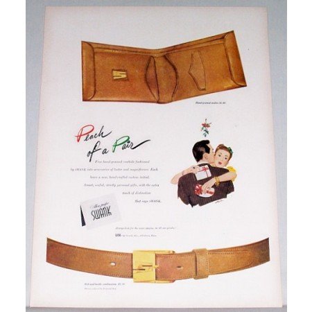 1948 Swank Wallet & Belt Color Print Ad - Peach Of A Pair