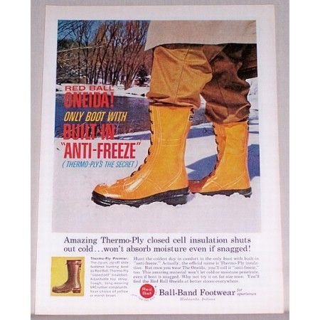 1961 Ball-Band Red Ball Oneida Rubber Boots Color Print Ad