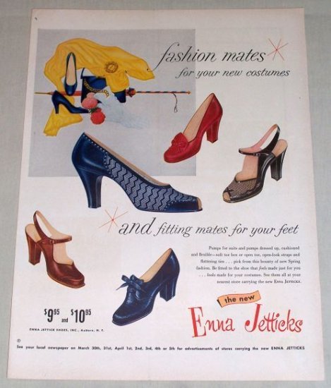 1954 Enna Jetticks Pumps Fashion Womens Shoes Color Print Ad