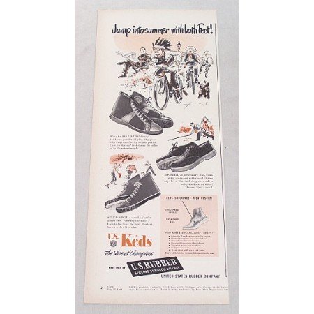 1948 U.S. Keds Shoes Print Ad - Jump Into Summer