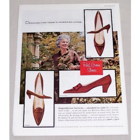1960 Red Cross Women's Heel Shoes Color Print Ad